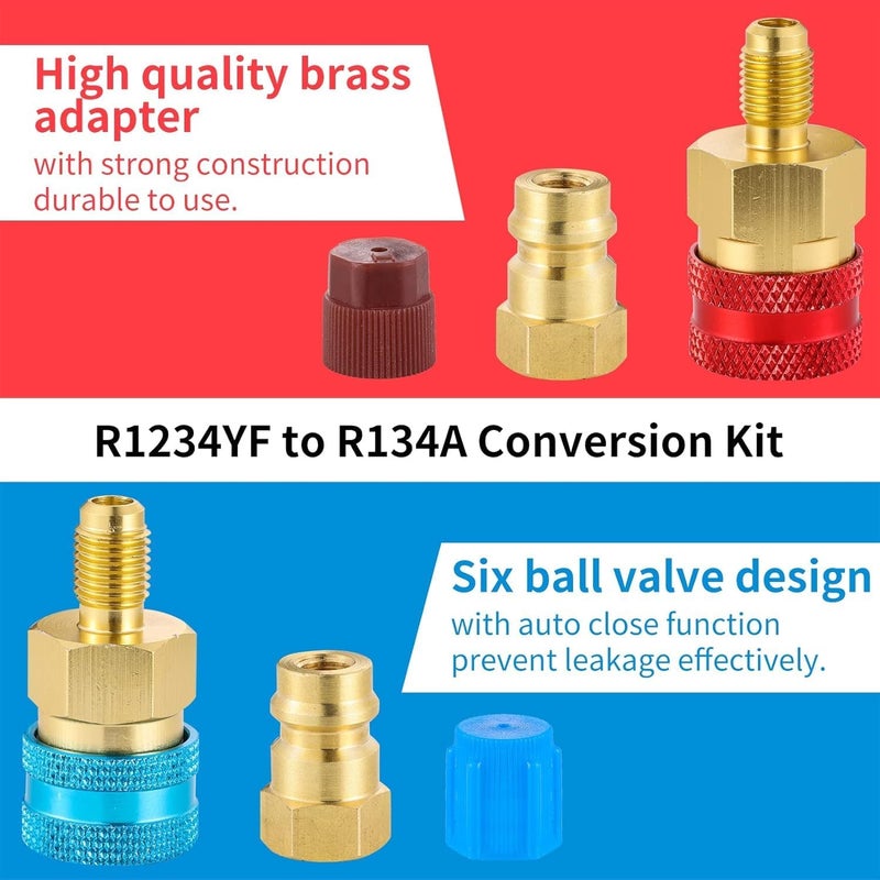 Tigbear R1234YF Quick Coupler Kit, R1234yf to R134a Quick Coupler Adapter, R1234YF High and Low Side Quick Couplers Kit (R1234YF Adapter + Valve Cores Remover) - Image 5